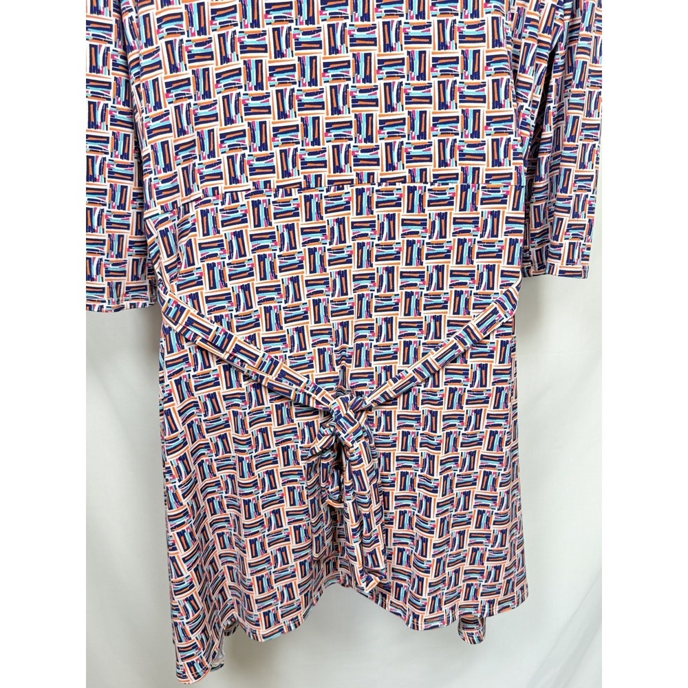 Leota 4L Wrap Dress Geometric Print Knee Length Stretch Career Office Plus Size - Picture 8 of 16